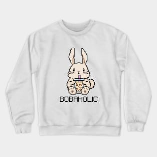 Bobaholic Pixel Bunny Loves Boba Tea! Crewneck Sweatshirt